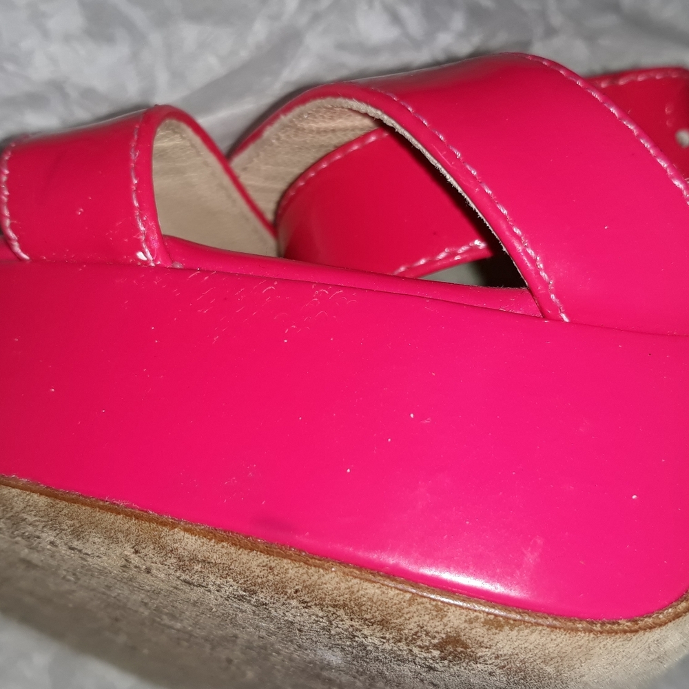 JIMMY CHOO “Louisa" Fuchsia Pink Strappy Platform Sandals Shoes 8.5M pre loved - Picture 10 of 15